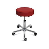 Hocker, Sitz H 460-590mm, Sitz Kunstleder rot, Gestell Alu, Rollen