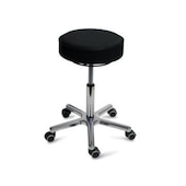 Hocker, Sitz H 540-720mm, Sitz Kunstleder schwarz, Gestell Alu, Rollen