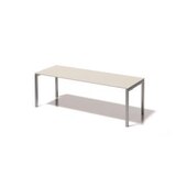 Schreibtisch, HxBxT 740x2200x800mm, Platte grauweiß, 4-Fuß silber