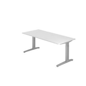 Höhenverstellbarer Schreibtisch, HxBxT 650-850x1800x800mm, Platte weiß