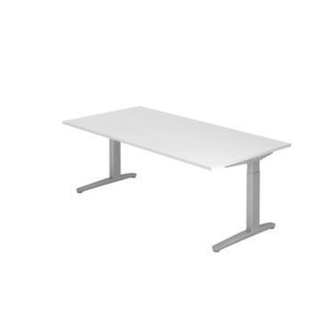 Höhenverstellbarer Schreibtisch,HxBxT 650-850x2000x1000mm,Platte weiß