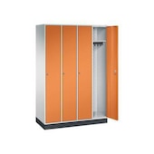 Garderobenschrank,RAL7035/RAL2000,HxBxT 1950x1220x500mm,4 Abt.