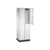 Doppelstöckiger Garderobenschrank,RAL7035,HxBxT 1950x620x500mm,2x2 Abt.