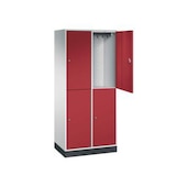 Großraum-Garderobenschrank,RAL7035/RAL3003,HxBxT 1950x820x500mm,2x2 Abt.