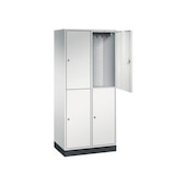 Großraum-Garderobenschrank,RAL7035,HxBxT 1950x820x500mm,2x2 Abt.