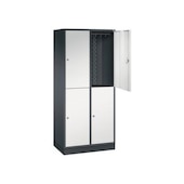 Großraum-Garderobenschrank,RAL7021/RAL7035,HxBxT 1950x820x500mm,2x2 Abt.