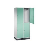 Großraum-Garderobenschrank,RAL7035/RAL6027,HxBxT 1950x820x500mm,2x2 Abt.