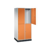 Großraum-Garderobenschrank,RAL7035/RAL2000,HxBxT 1950x820x600mm,2x2 Abt.