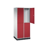 Großraum-Garderobenschrank,RAL7035/RAL3003,HxBxT 1950x820x600mm,2x2 Abt.