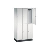 Doppelstöckiger Garderobenschrank,RAL7035,HxBxT 1950x920x500mm,3x2 Abt.