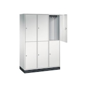 Doppelstöckiger Garderobenschrank,RAL7035,HxBxT 1950x1220x500mm,3x2 Abt.