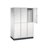 Doppelstöckiger Garderobenschrank,RAL7035,HxBxT 1950x1220x600mm,3x2 Abt.