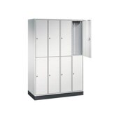 Doppelstöckiger Garderobenschrank,RAL7035,HxBxT 1950x1220x500mm,4x2 Abt.