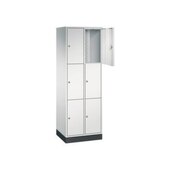 Schließfachschrank,RAL7035,HxBxT 1950x620x500mm,2x3 Fächer,Zyl.-Schl.