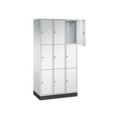 Schließfachschrank,RAL7035,HxBxT 1950x920x500mm,3x3 Fächer,Zyl.-Schl.