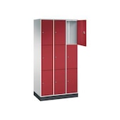 Schließfachschrank,RAL7035/RAL3003,HxBxT 1950x920x500mm,3x3 Fächer