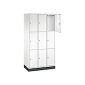 Schließfachschrank,HxBxT 1950x920x500mm,3x3 Fächer,Zyl.-Schl.,Sockel