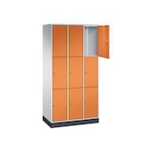 Schließfachschrank,RAL7035/RAL2000,HxBxT 1950x920x500mm,3x3 Fächer