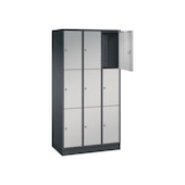 Schließfachschrank,HxBxT 1950x920x500mm,3x3 Fächer,Zyl.-Schl.,Sockel