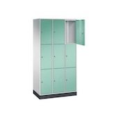 Schließfachschrank,RAL7035/RAL6027,HxBxT 1950x920x500mm,3x3 Fächer