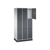 Schließfachschrank,RAL7035/RAL7021,HxBxT 1950x920x500mm,3x3 Fächer