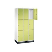 Schließfachschrank,HxBxT 1950x920x500mm,3x3 Fächer,Zyl.-Schl.,Sockel