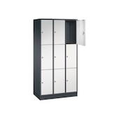 Schließfachschrank,RAL7021/RAL7035,HxBxT 1950x920x500mm,3x3 Fächer