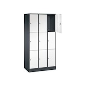 Schließfachschrank,HxBxT 1950x920x500mm,3x3 Fächer,Zyl.-Schl.,Sockel