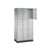 Schließfachschrank,HxBxT 1950x920x500mm,3x3 Fächer,Zyl.-Schl.,Sockel