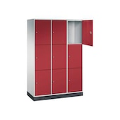 Großraum-Schließfachschrank,RAL7035/RAL3003,HxBxT 1950x1220x500mm