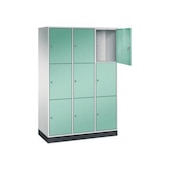 Großraum-Schließfachschrank,RAL7035/RAL6027,HxBxT 1950x1220x500mm