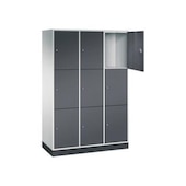 Großraum-Schließfachschrank,RAL7035/RAL7021,HxBxT 1950x1220x500mm