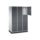 Großraum-Schließfachschrank,RAL7035/RAL7021,HxBxT 1950x1220x600mm