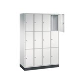 Schließfachschrank,RAL7035,HxBxT 1950x1220x500mm,4x3 Fächer,Zyl.-Schl.