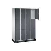 Schließfachschrank,RAL7035/RAL7021,HxBxT 1950x1220x500mm,4x3 Fächer