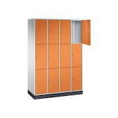 Schließfachschrank,RAL7035/RAL2000,HxBxT 1950x1220x500mm,4x3 Fächer