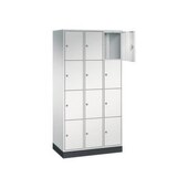 Schließfachschrank,RAL7035,HxBxT 1950x920x500mm,3x4 Fächer,Zyl.-Schl.