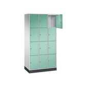 Schließfachschrank,RAL7035/RAL6027,HxBxT 1950x920x500mm,3x4 Fächer