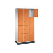 Schließfachschrank,RAL7035/RAL2000,HxBxT 1950x920x500mm,3x4 Fächer