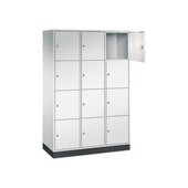 Großraum-Schließfachschrank,RAL7035,HxBxT 1950x1220x500mm,3x4 Fächer