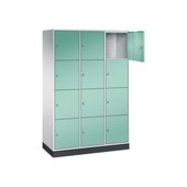 Großraum-Schließfachschrank,RAL7035/RAL6027,HxBxT 1950x1220x500mm