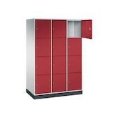 Großraum-Schließfachschrank,RAL7035/RAL3003,HxBxT 1950x1220x600mm