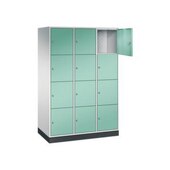 Großraum-Schließfachschrank,RAL7035/RAL6027,HxBxT 1950x1220x600mm