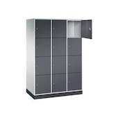 Großraum-Schließfachschrank,RAL7035/RAL7021,HxBxT 1950x1220x600mm