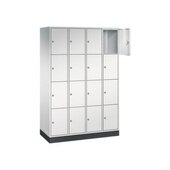 Schließfachschrank,RAL7035,HxBxT 1950x1220x500mm,4x4 Fächer,Zyl.-Schl.