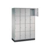 Schließfachschrank,HxBxT 1950x1220x500mm,4x4 Fächer,Zyl.-Schl.,Sockel