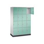 Schließfachschrank,RAL7035/RAL7021,HxBxT 1950x1220x500mm,4x4 Fächer