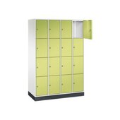 Schließfachschrank,HxBxT 1950x1220x500mm,4x4 Fächer,Zyl.-Schl.,Sockel