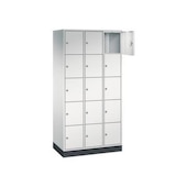 Schließfachschrank,RAL7035,HxBxT 1950x920x500mm,3x5 Fächer,Zyl.-Schl.