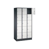 Schließfachschrank,RAL7021/RAL7035,HxBxT 1950x920x500mm,3x5 Fächer